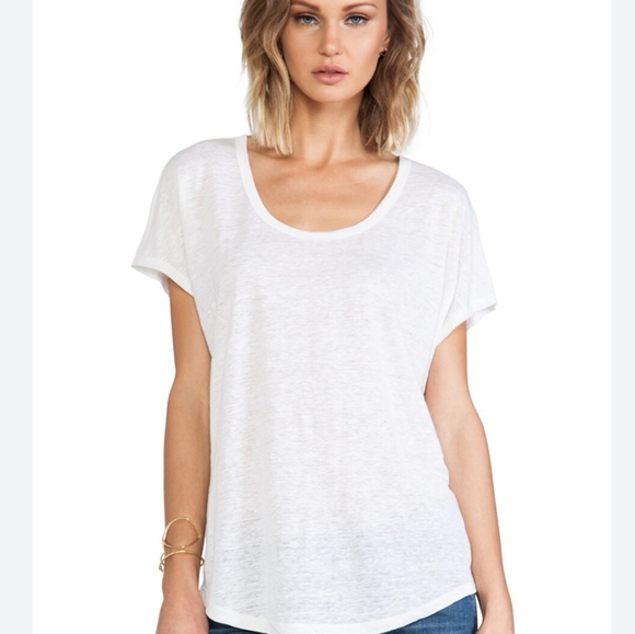 Joie Basic Linen T Shirt Size Small Ivory White Loose fit - Picture 2 of 10